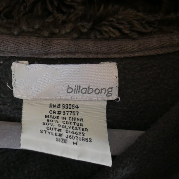 Women's Size M Billabong Y2K Gray Zipped Jacket w/ Fuzzy Hood - Picture 6 of 8
